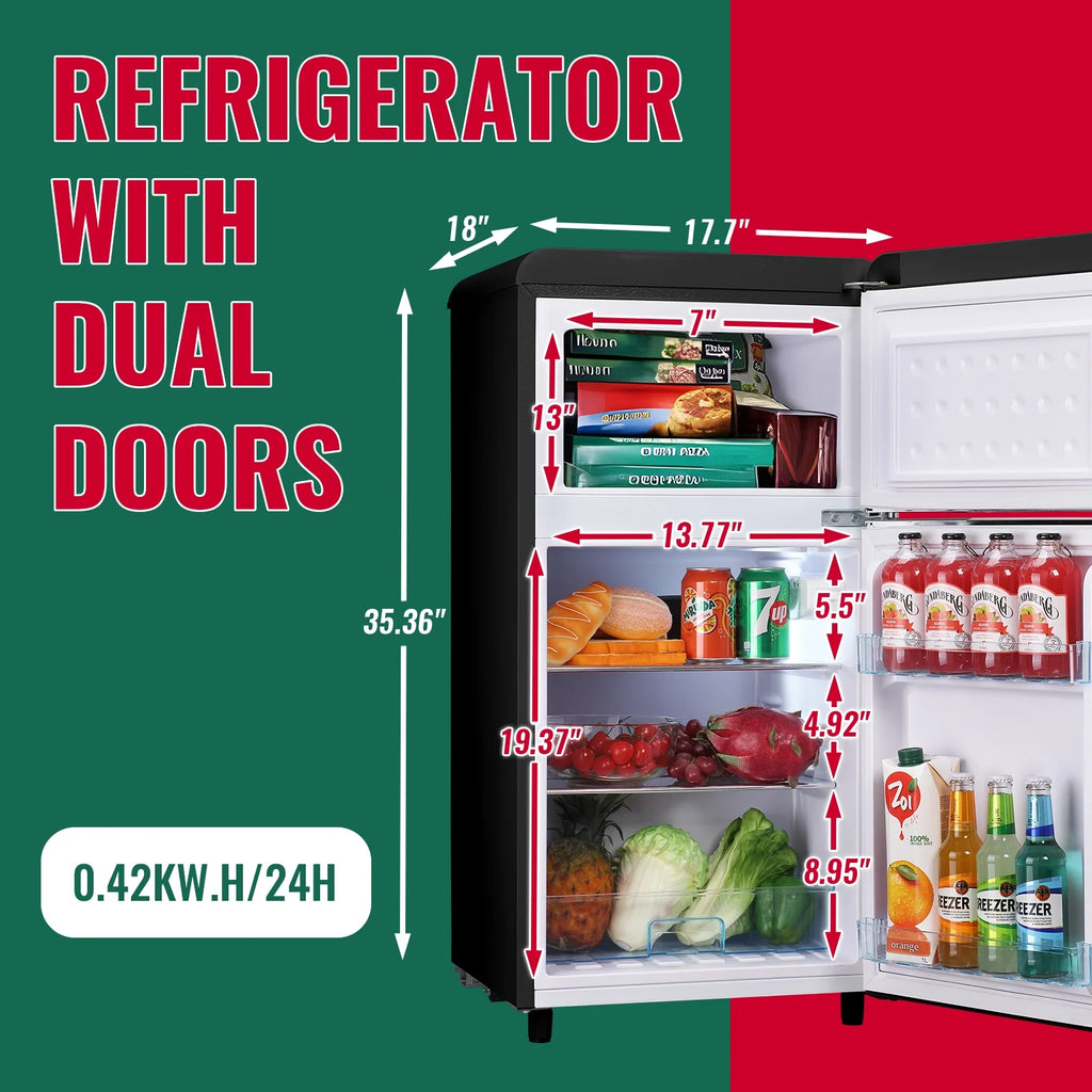 3.5 Cu.ft Dual Door Small Refrigerator with Freezer T77715