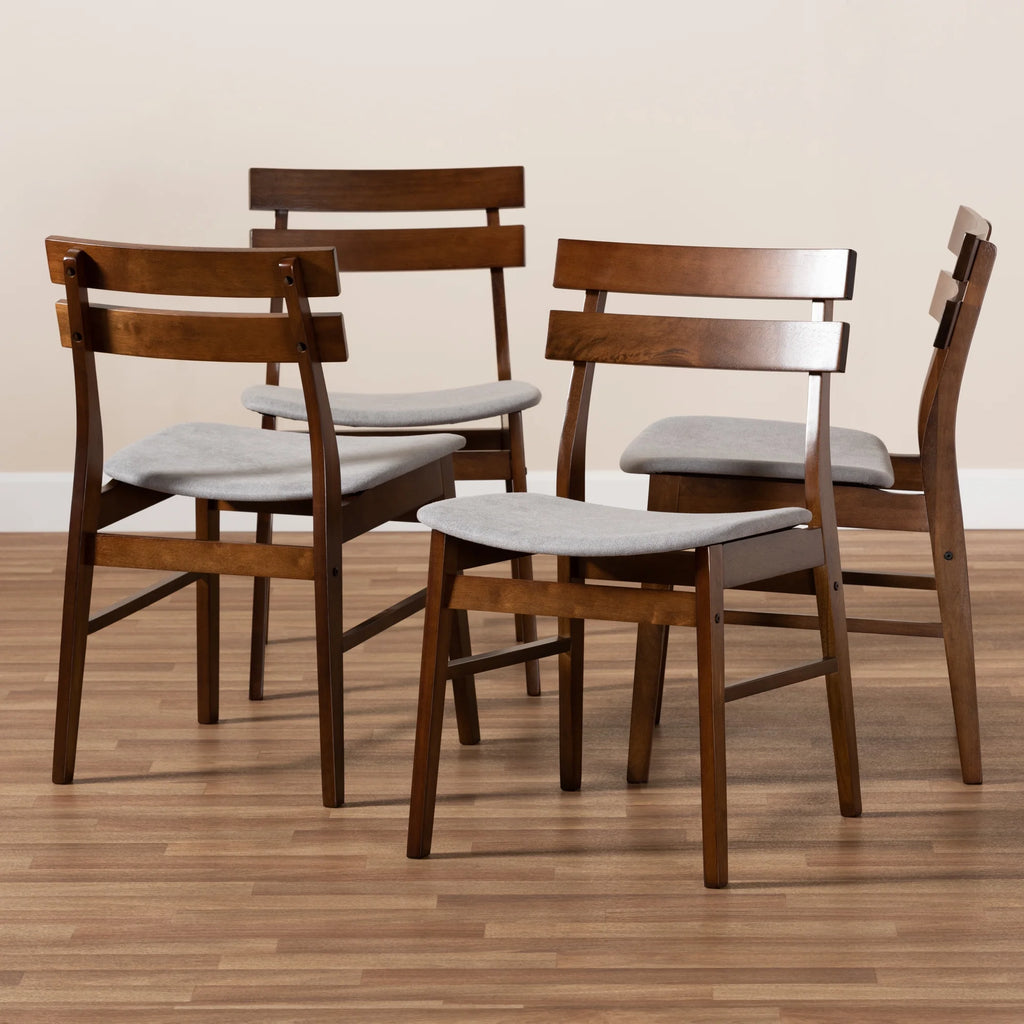 Light Grey Fabric Upholstered 4-Piece Dining Chair Set P16869