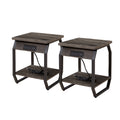 Dark Grey Set of 2 Side Table with Charging Station H455