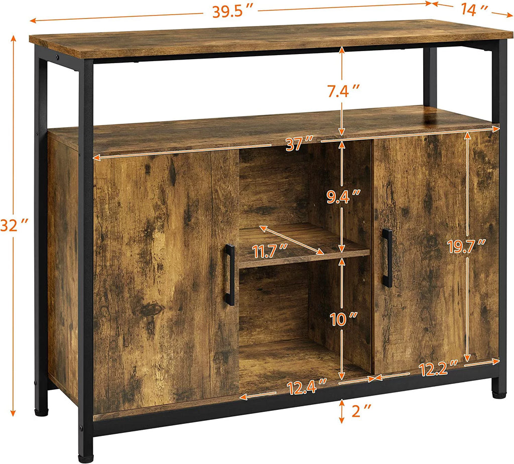 Rustic Brown Sideboard with Two Doors and Adjustable Shelves Q48516