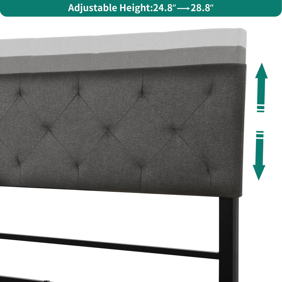 Full Size Upholstered Platform Bed with Adjustable Headboard L6783