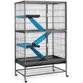 Hammered Black Rolling Metal Small Animal Cage with Removable Ramp F944192