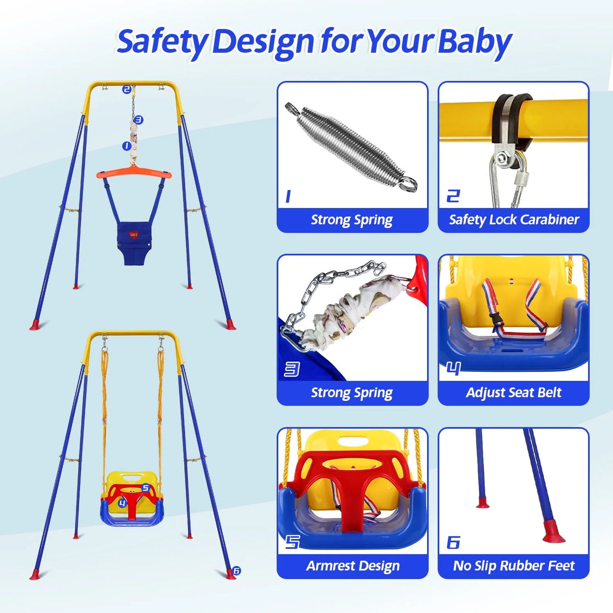 2-in-1 Toddler Swing Set and Baby Jumper V13578