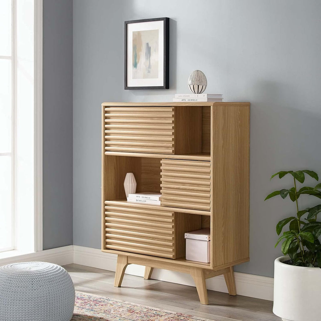 Walnut Three-Tier Display Storage Cabinet Stand F8931
