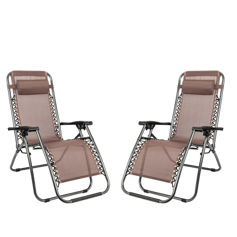 2PCS Outdoor Zero Gravity Folding Lounge Chair Gray N366337