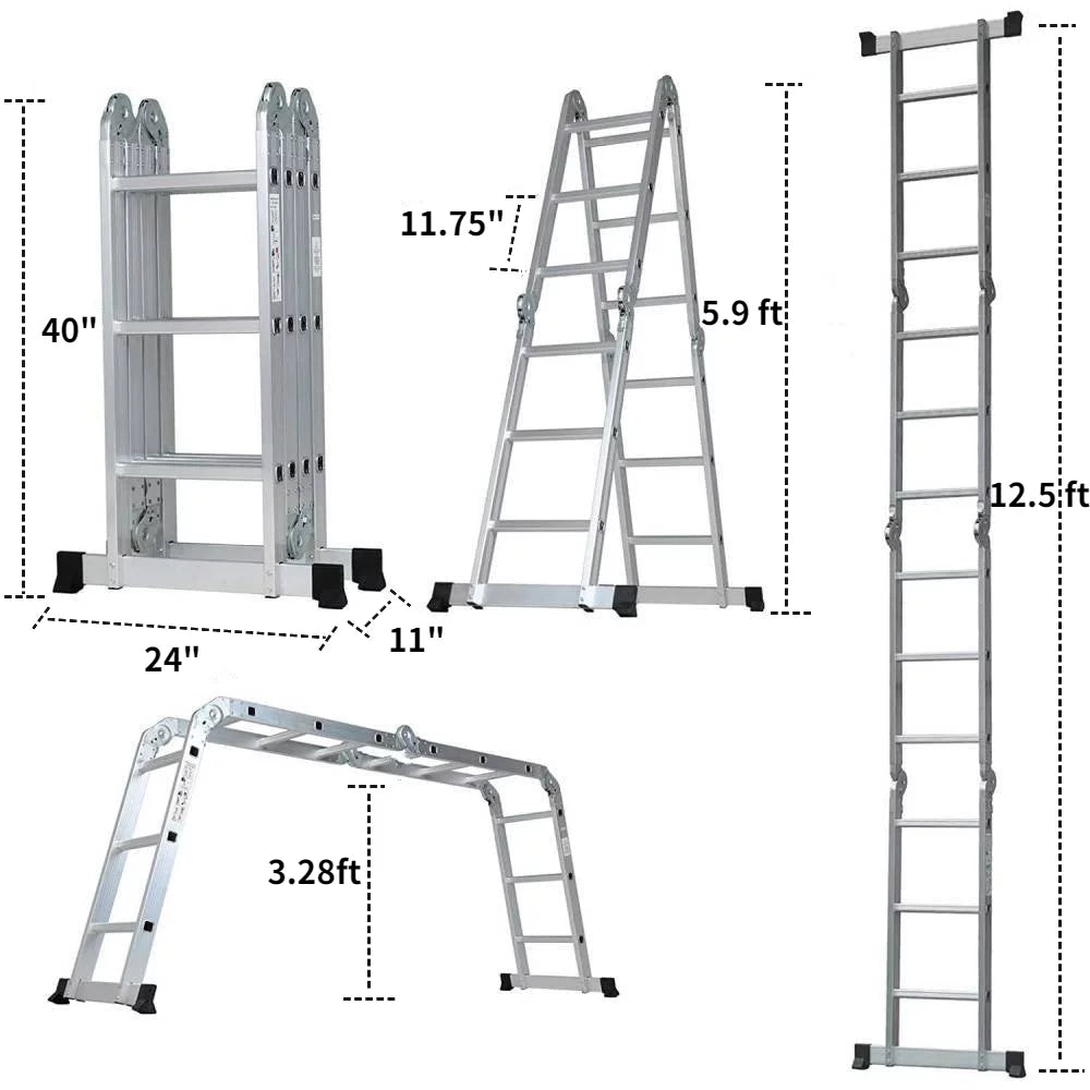 12.5ft 7 in 1 Folding Aluminium Scaffold Ladder A695