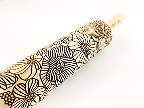 Embossing Rolling Pin with Flowers Pattern X46170