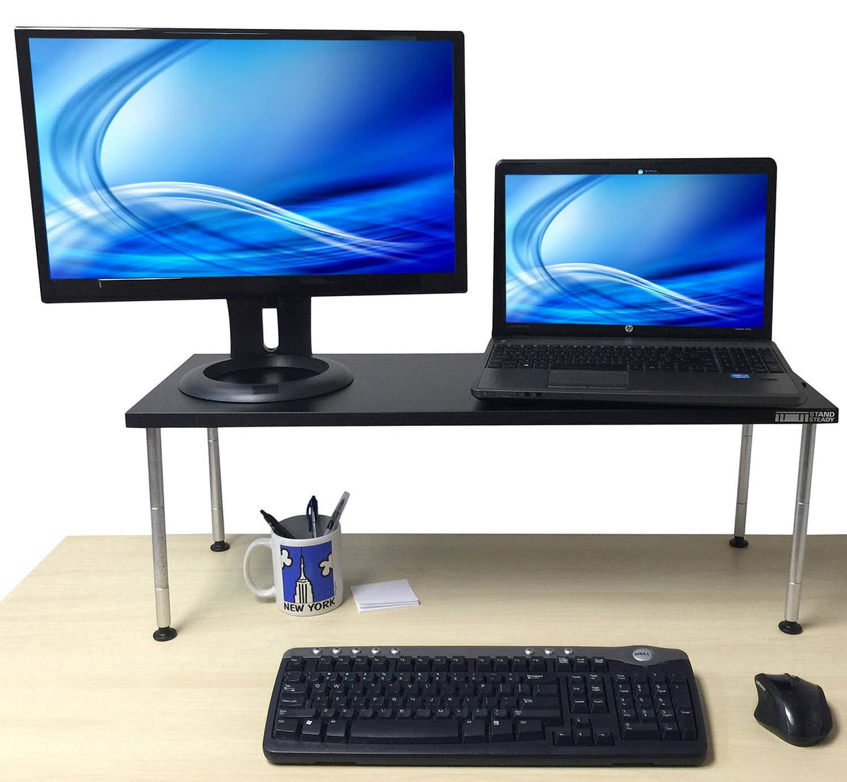 Black Height Adjustable Monitor Stand Y434754