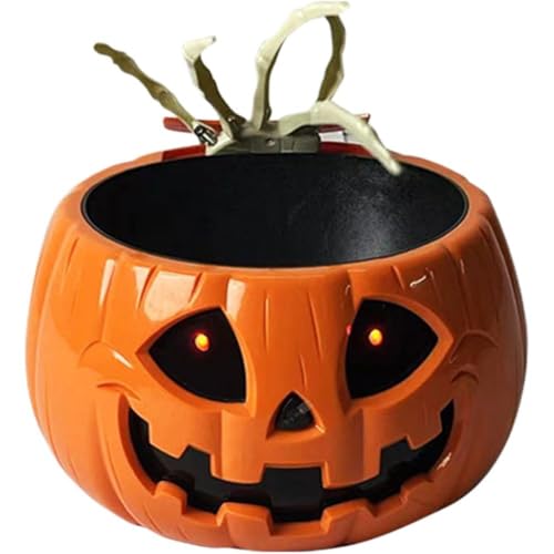 Skull Bowl with Lighted Red Eyes and Moving Skeleton Hand Y3693