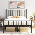 14 Inch Full Size Metal Platform Bed Frame with Spindle Headboard and Footboard, Black L754899
