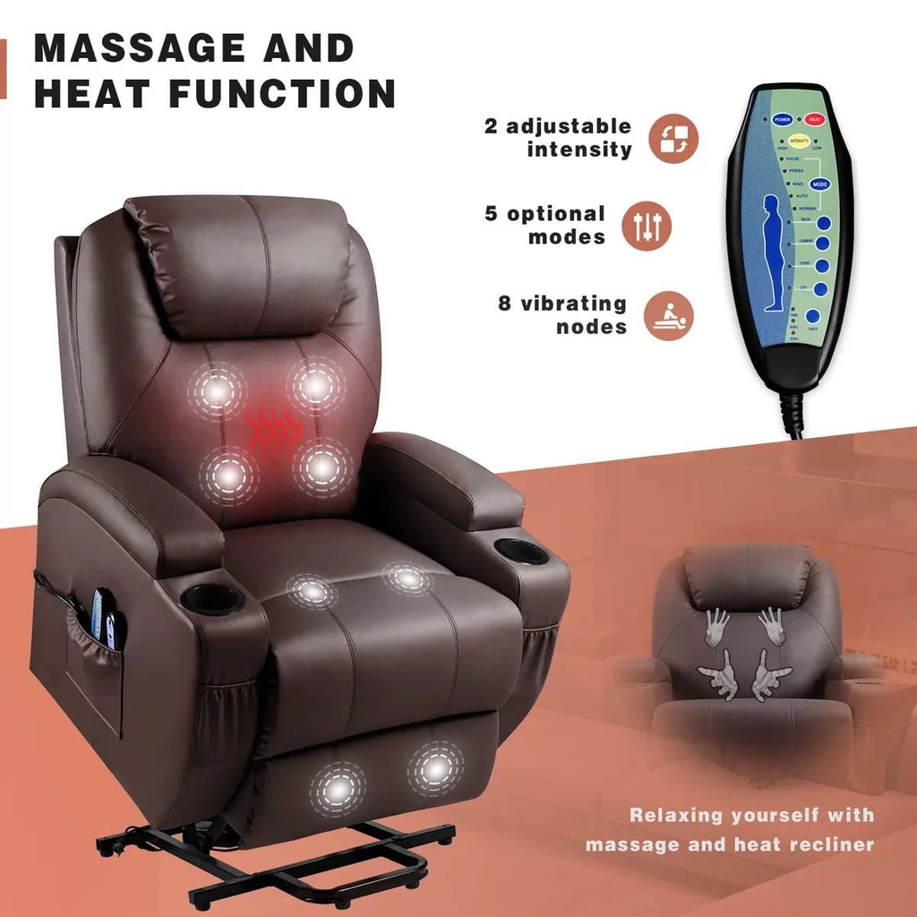 Black Faux Leather Power Lift Recliner P423716