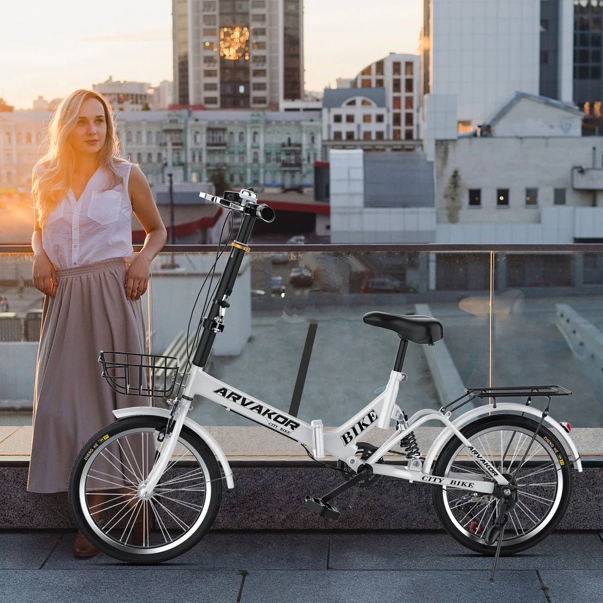 7 Speed Folding Bike with Carbon Steel Frame C642513