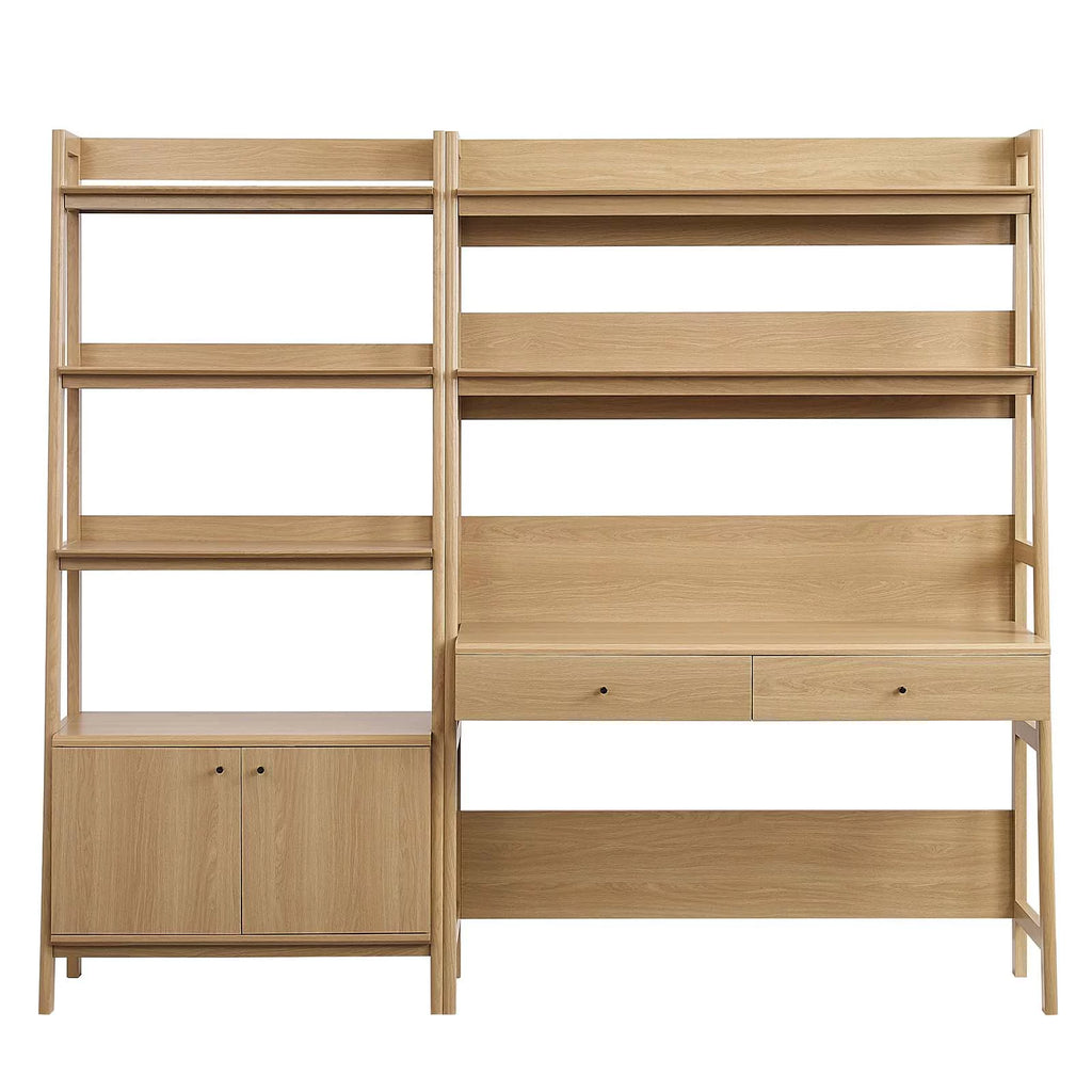 Oak Wood Office Desk and Bookshelf C662736