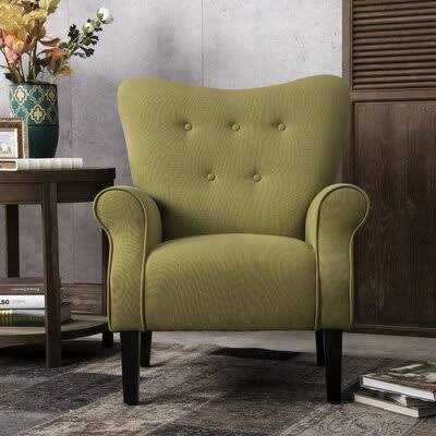 Wide Tufted Linen Wingback Chair Y260118