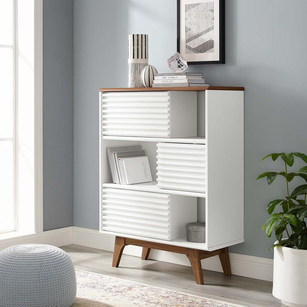 Walnut Three-Tier Display Storage Cabinet Stand F8931