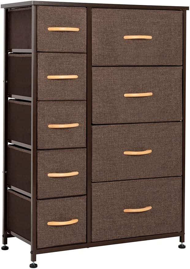 9 Drawer Fabric Storage Tower with Wood Top W7563