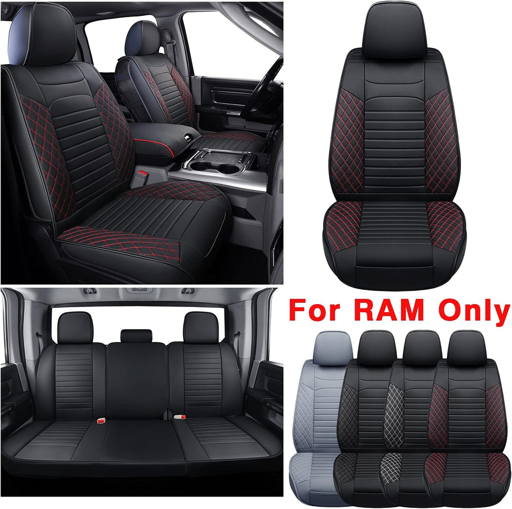 Black&Red Waterproof Faux Leather Full Set Seat Covers J81172