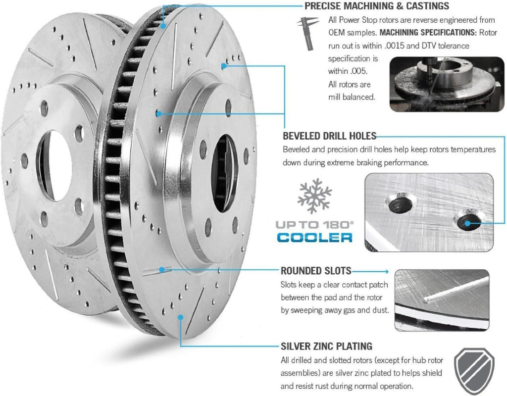 Powder Coated Calipers Brake Kit with Drilled Slotted Rotors S480