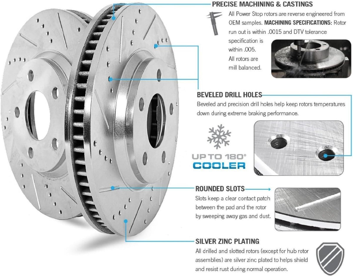 Powder Coated Calipers Brake Kit with Drilled Slotted Rotors S480