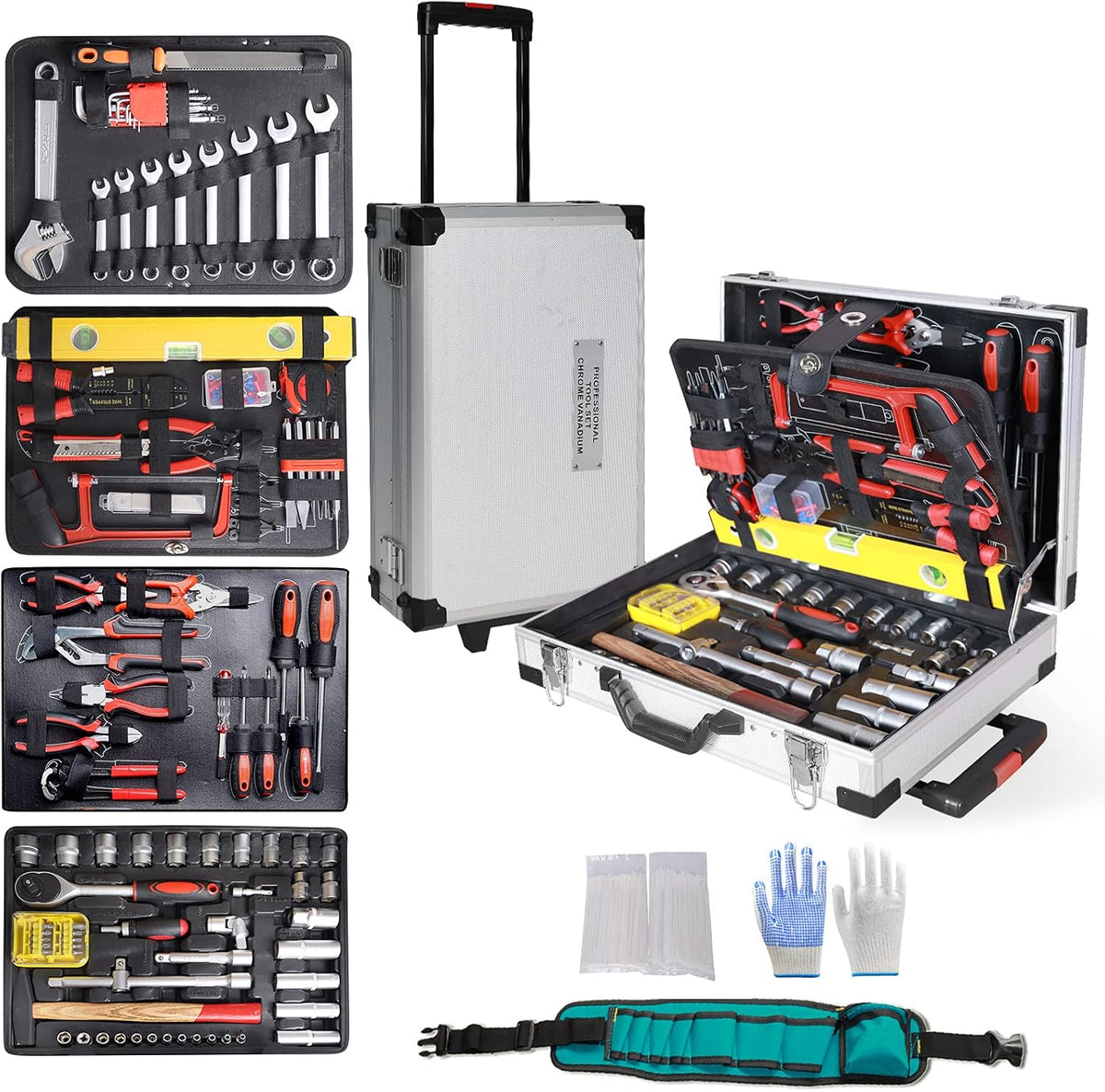 799pcs Aluminum Trolley Case Tool Set Silver C440625