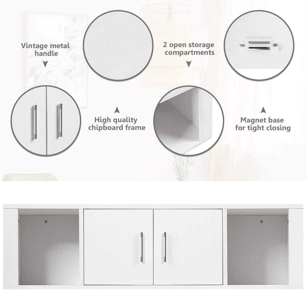 Wall Mounted Storage Cabinet and Floating Computer Desk Set with Storage Shelves D97952