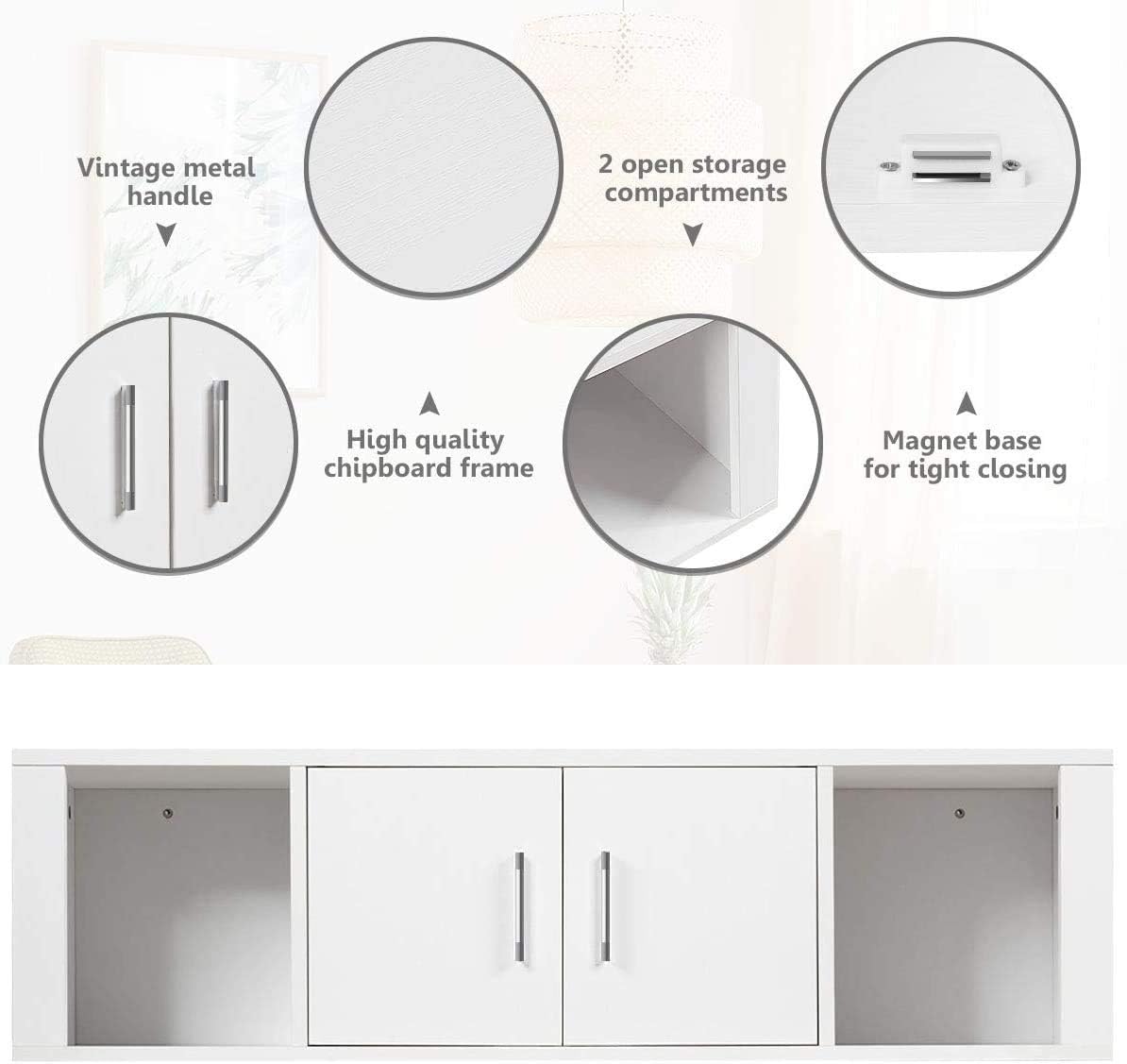 Wall Mounted Storage Cabinet and Floating Computer Desk Set with Storage Shelves D97952