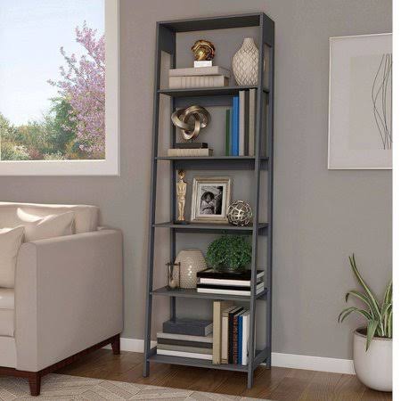 Gray 5-Tiered Ladder-Style Bookcase Z9916