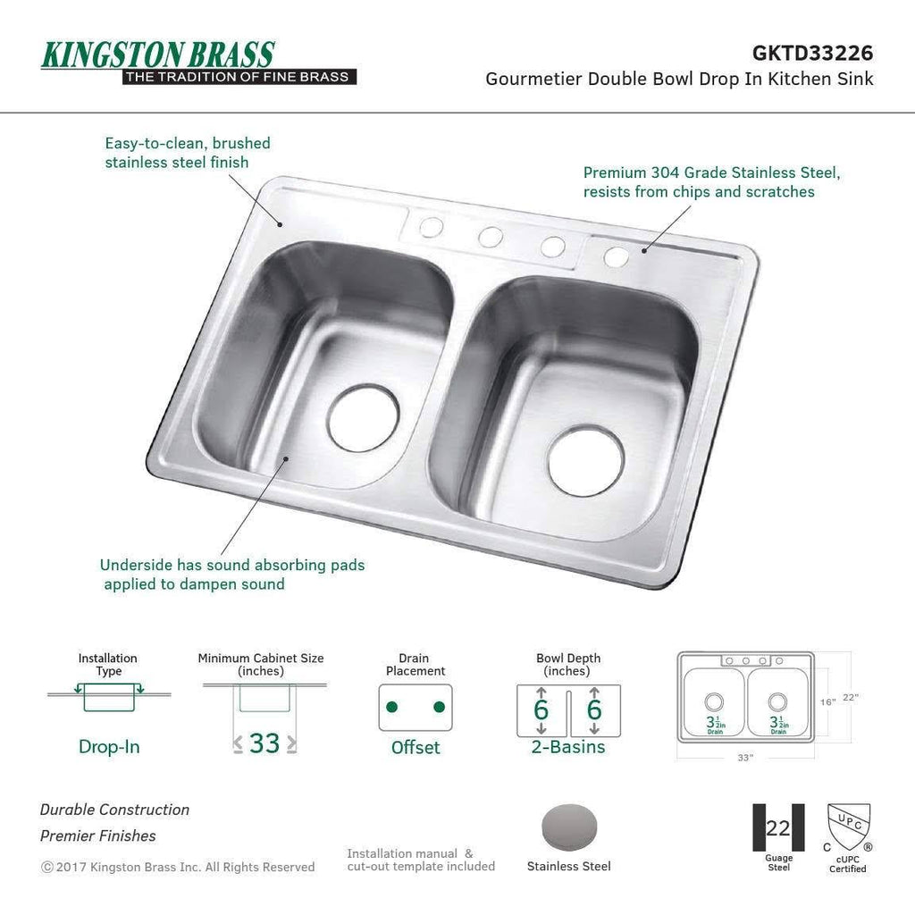 Brushed Nickel Double Bowl Kitchen Sink O181804