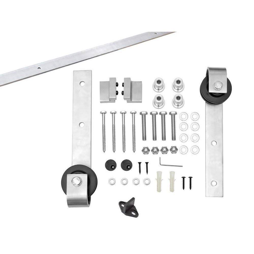24 in. x 84 in. Brown Solid Knotty Pine Wood Interior Sliding Barn Door with Hardware Kit Z976