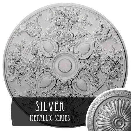 Hand-Painted Silver Ceiling Medallion Y6324