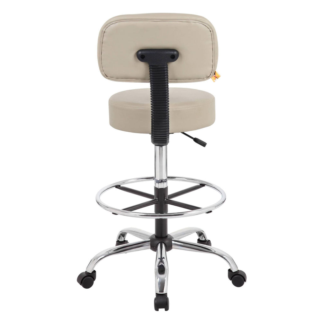 Beige Caressoft Medical Drafting Stool with Back Cushion T63802