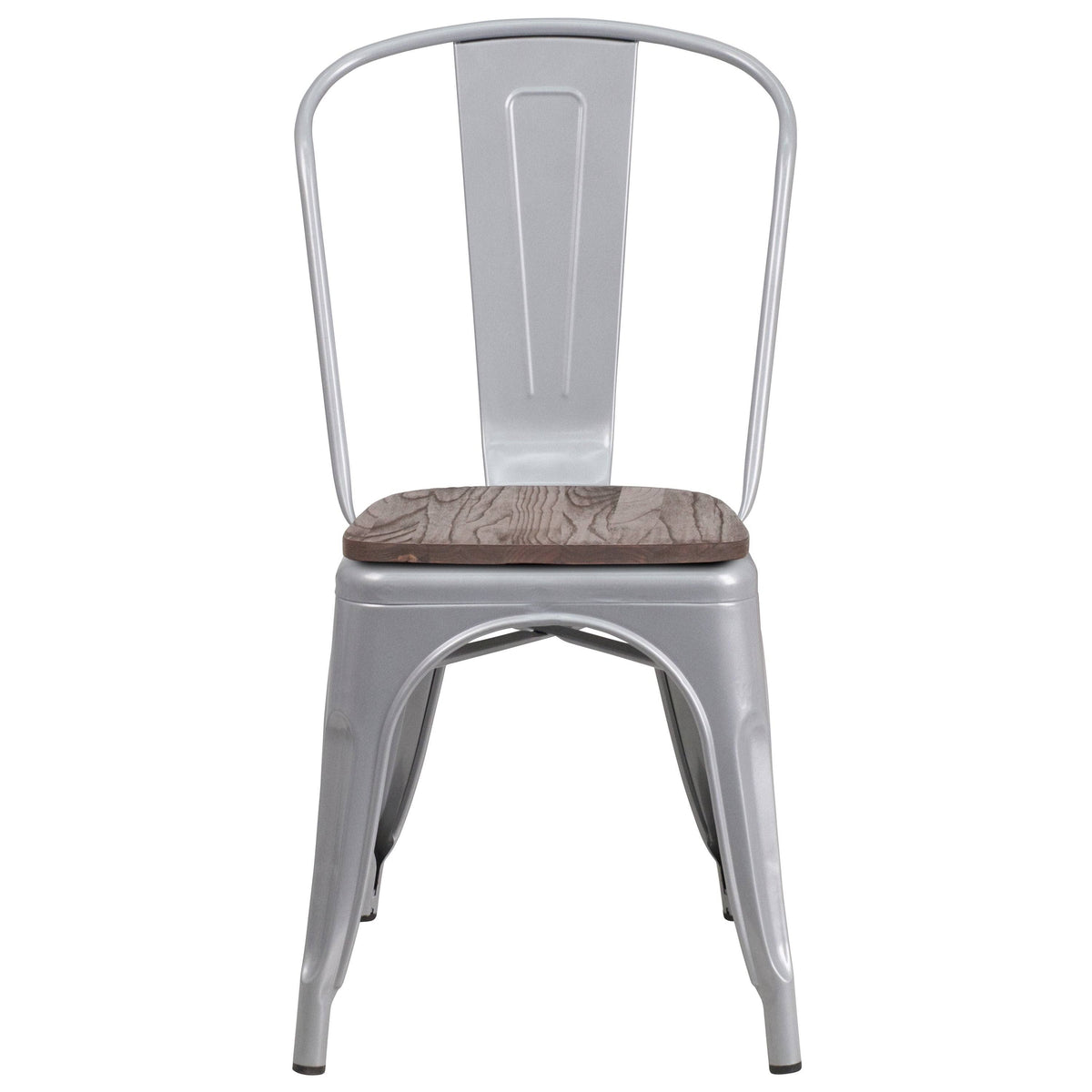Black Metal Stackable Chair with Wood Seat T69573