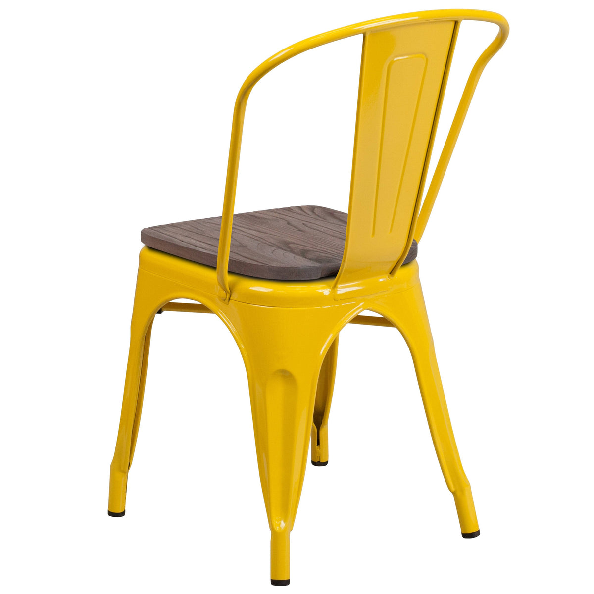 Black Metal Stackable Chair with Wood Seat T69573