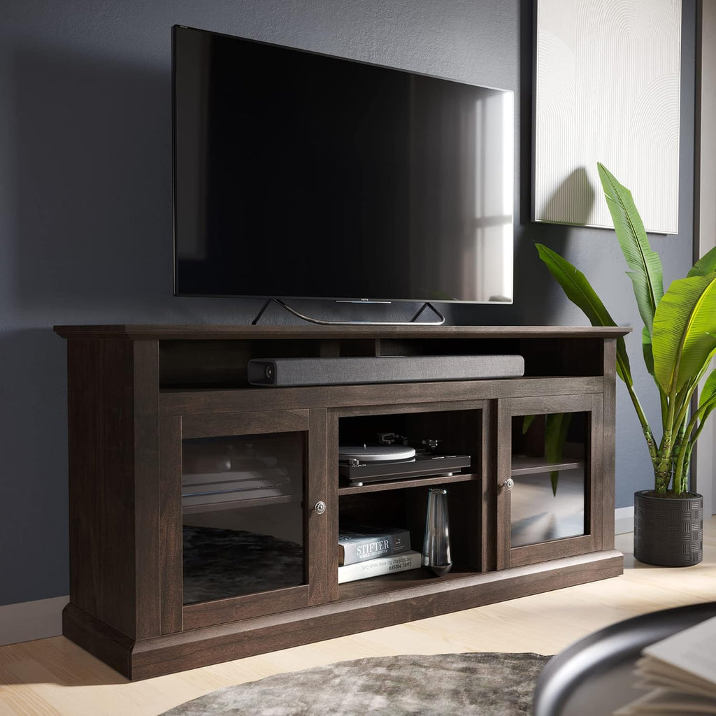 60 Inch Electric Fireplace TV Stand with Open Storage Shelves & Cabinets U5606