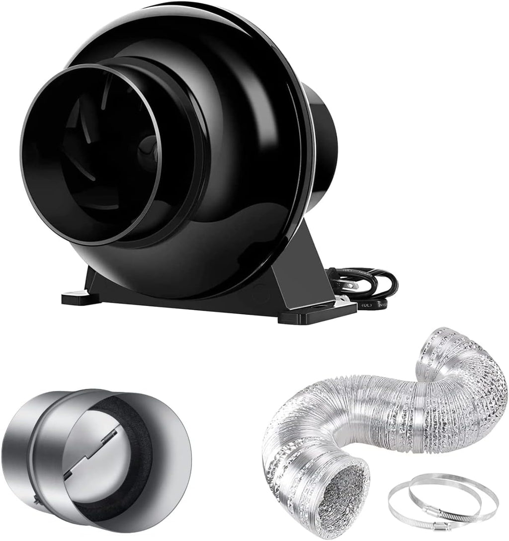 4 Inch 154 CFM Inline Ventilation Fan with Carbon Filter and Ducting Z17562