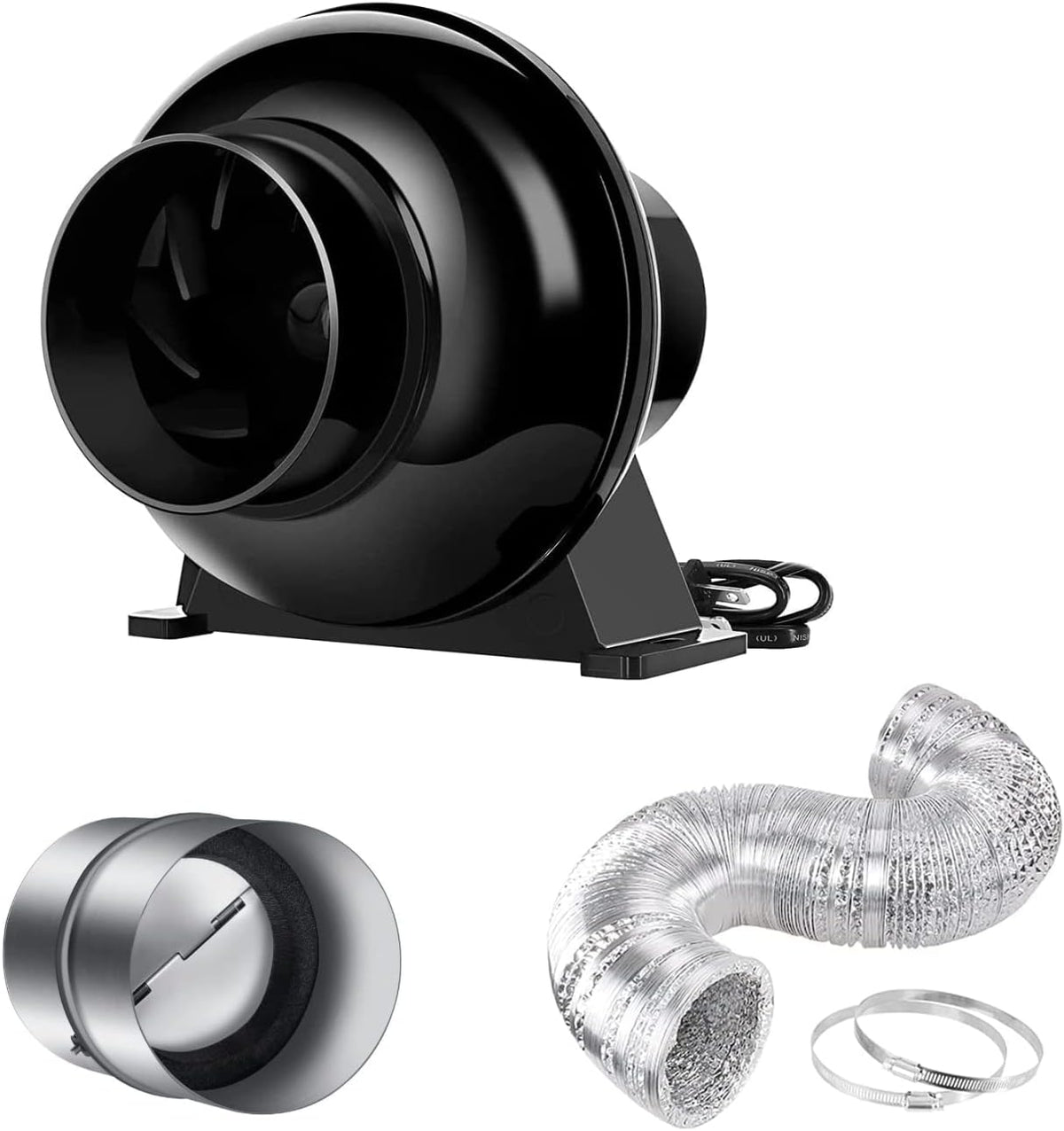 4 Inch 154 CFM Inline Ventilation Fan with Carbon Filter and Ducting Z17562