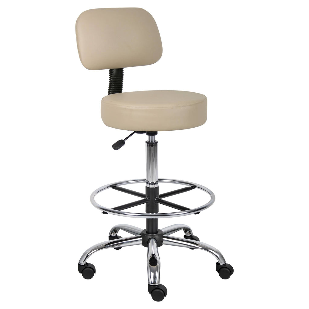 Beige Caressoft Medical Drafting Stool with Back Cushion T63802