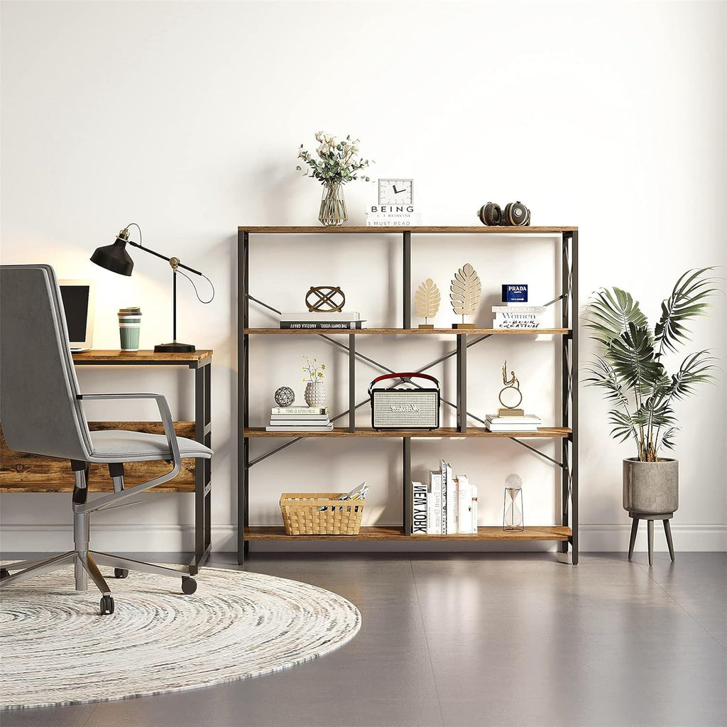 4 Tier Rustic Brown Bookshelf X687566