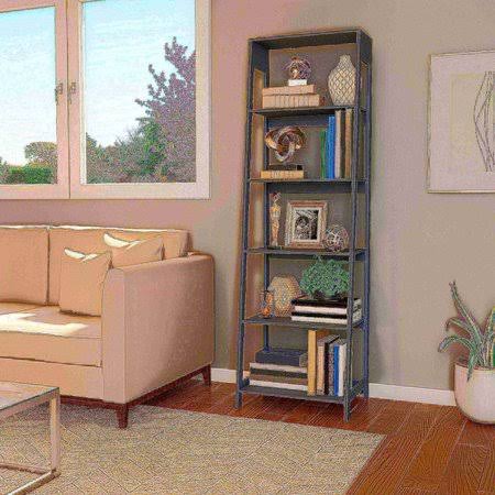 Gray 5-Tiered Ladder-Style Bookcase Z9916