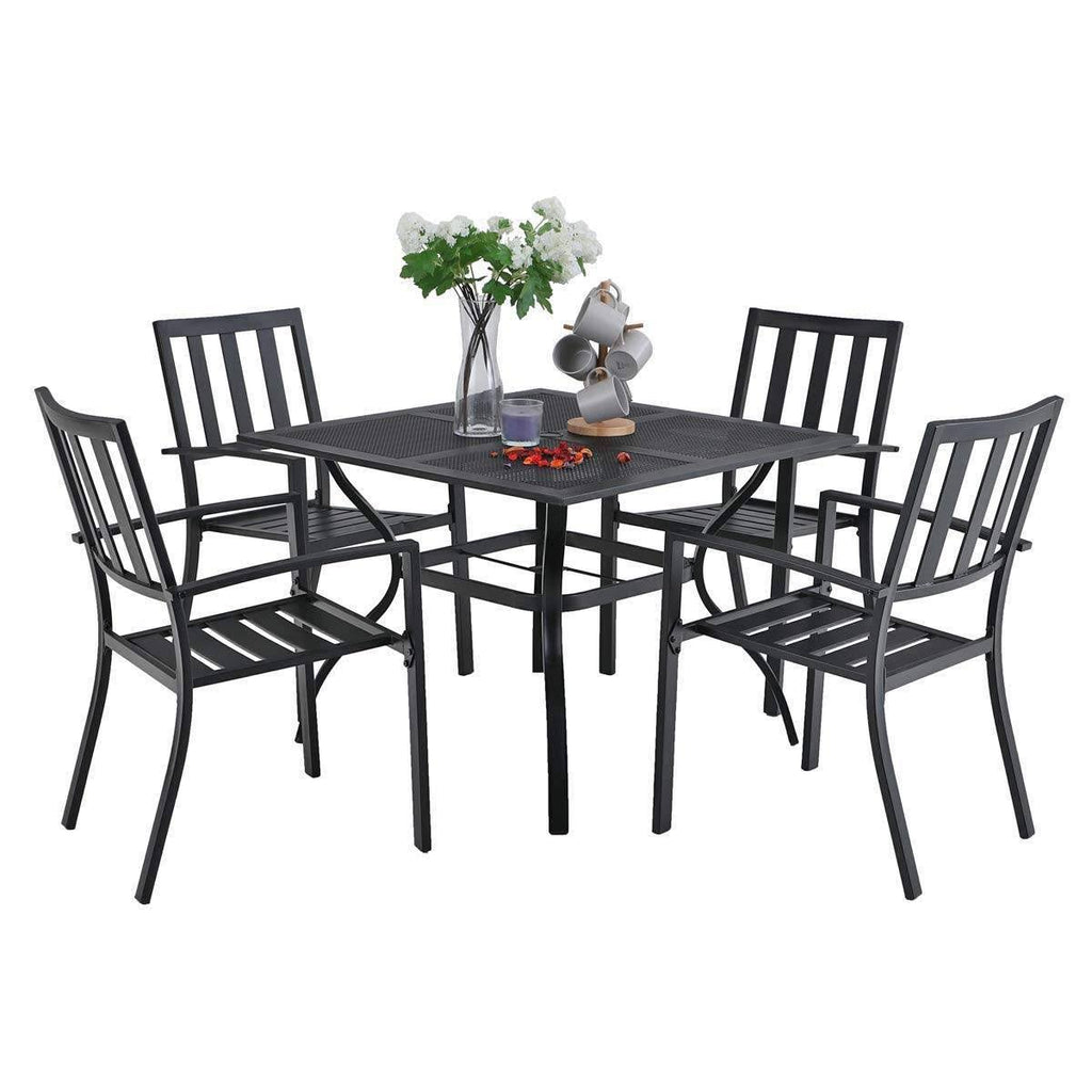 5pc Metal Indoor/Outdoor Dining Table with Arm Chairs G273511
