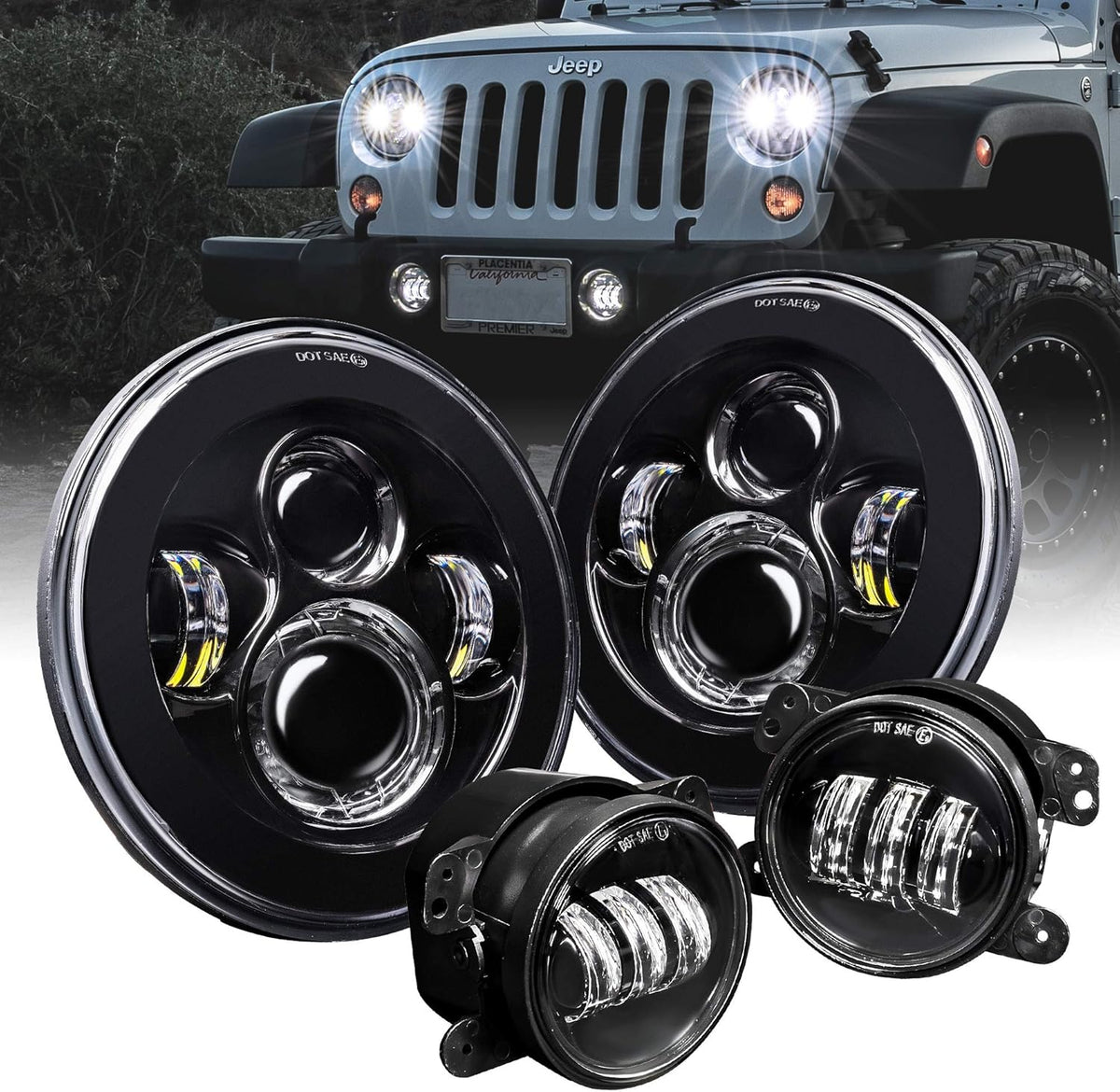 7 Round LED Headlights and Fog Lights Q939591