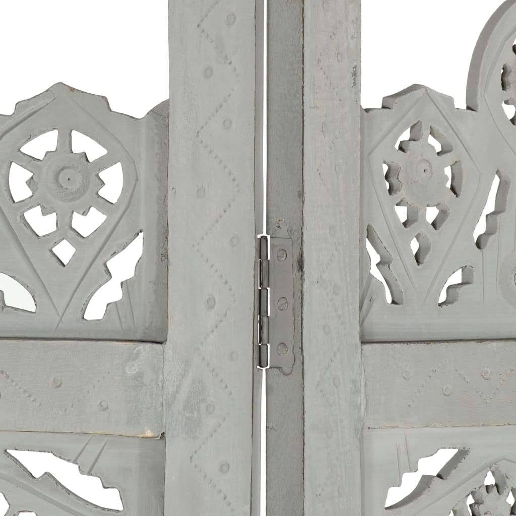 Hand Carved 5-Panel Gray Solid Mango Wood Room Divider C841