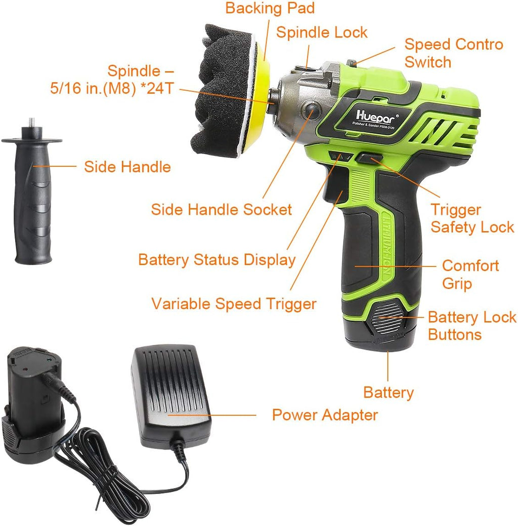 3-inch Cordless Variable Speed Polisher/Sander with 2 Li-ion Batteries Z529