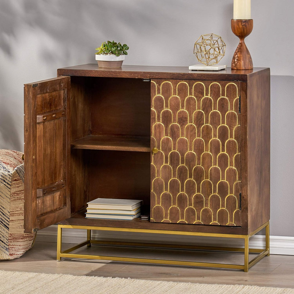 Walnut 2 Door Wooden Cabinet G160