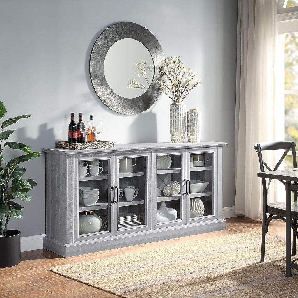 Stone Grey Wood Sideboard Buffet with Storage Cabinet T403