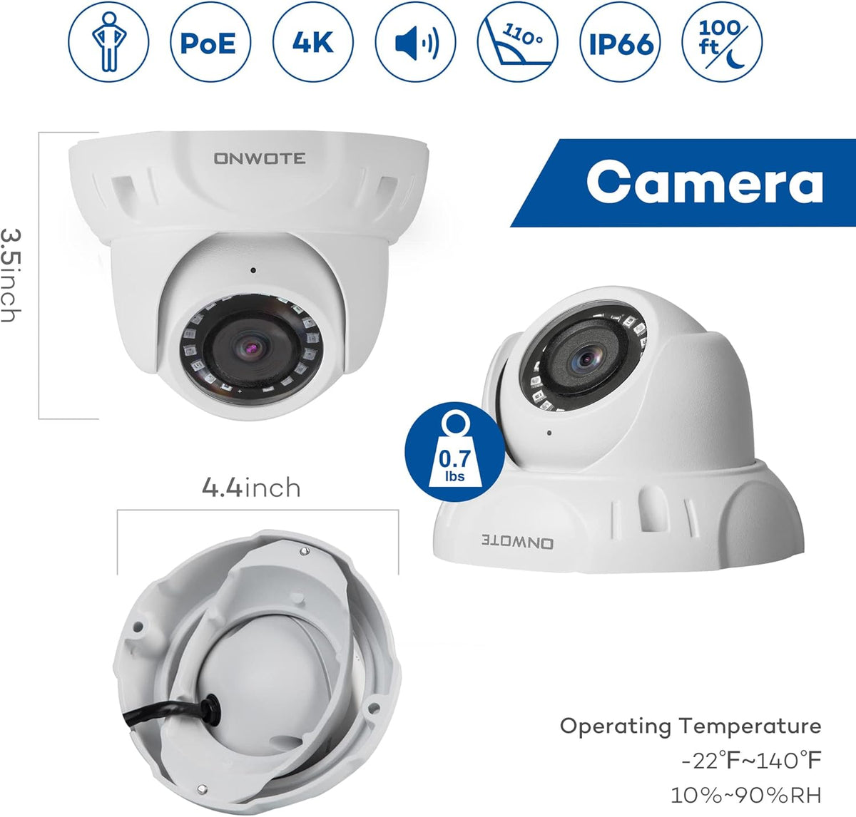 4K PoE IP Dome Security Camera with Audio S332118