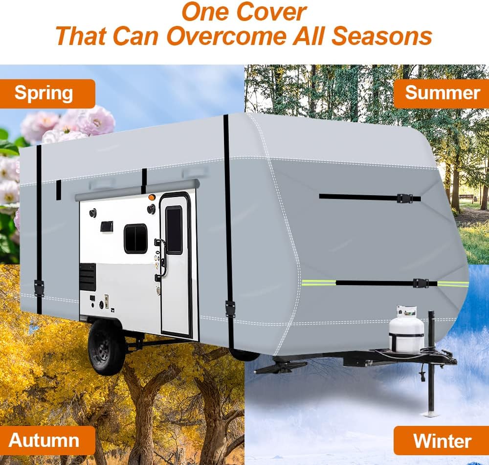 600D Waterproof Oxford Travel Trailer RV Cover with Tire Cover N83224