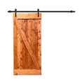 24 in. x 84 in. Red Walnut Stained Solid Knotty Pine Wood Interior Sliding Barn Door with Hardware Kit W3733