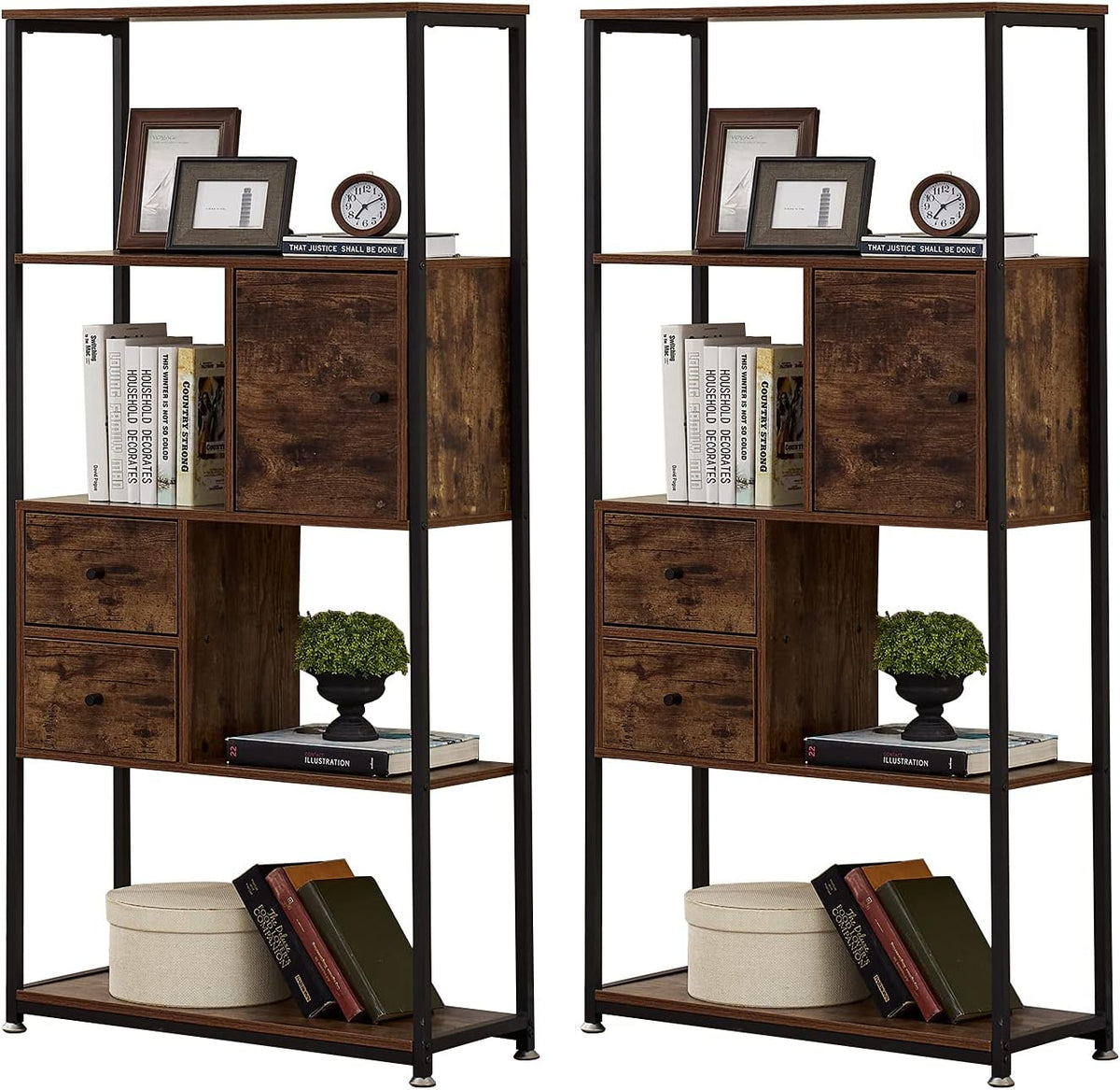 5 Shelf Folding Bookcase with Metal Frame L4348