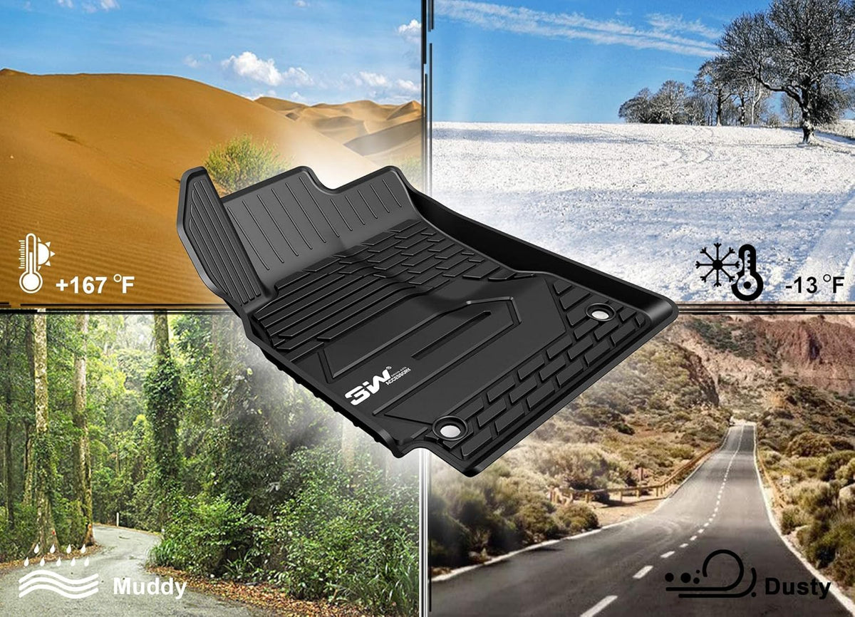 Black TPE All Weather Floor Mats 1st and 2nd Row Full Set P8768
